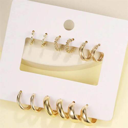 Vintage Minimalist Circle Hoop Earrings for Women Simple Gol