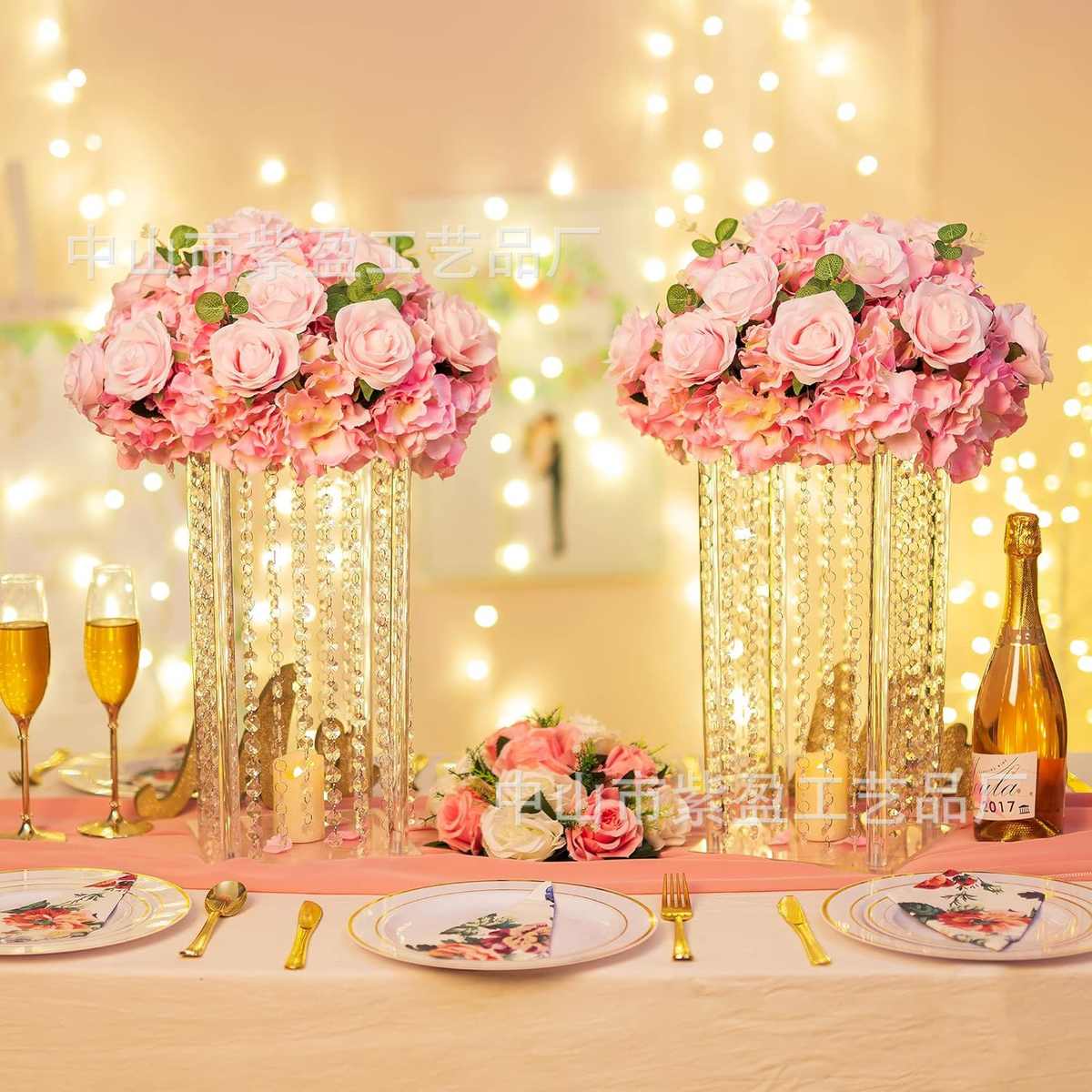 婚礼餐桌花瓶中心摆饰 花朵花瓶花架 用于派对餐桌装饰 道具