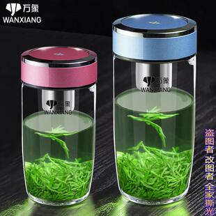 万象单层玻璃杯泡茶水杯男女士加厚简约办公耐热大肚杯车载杯U195