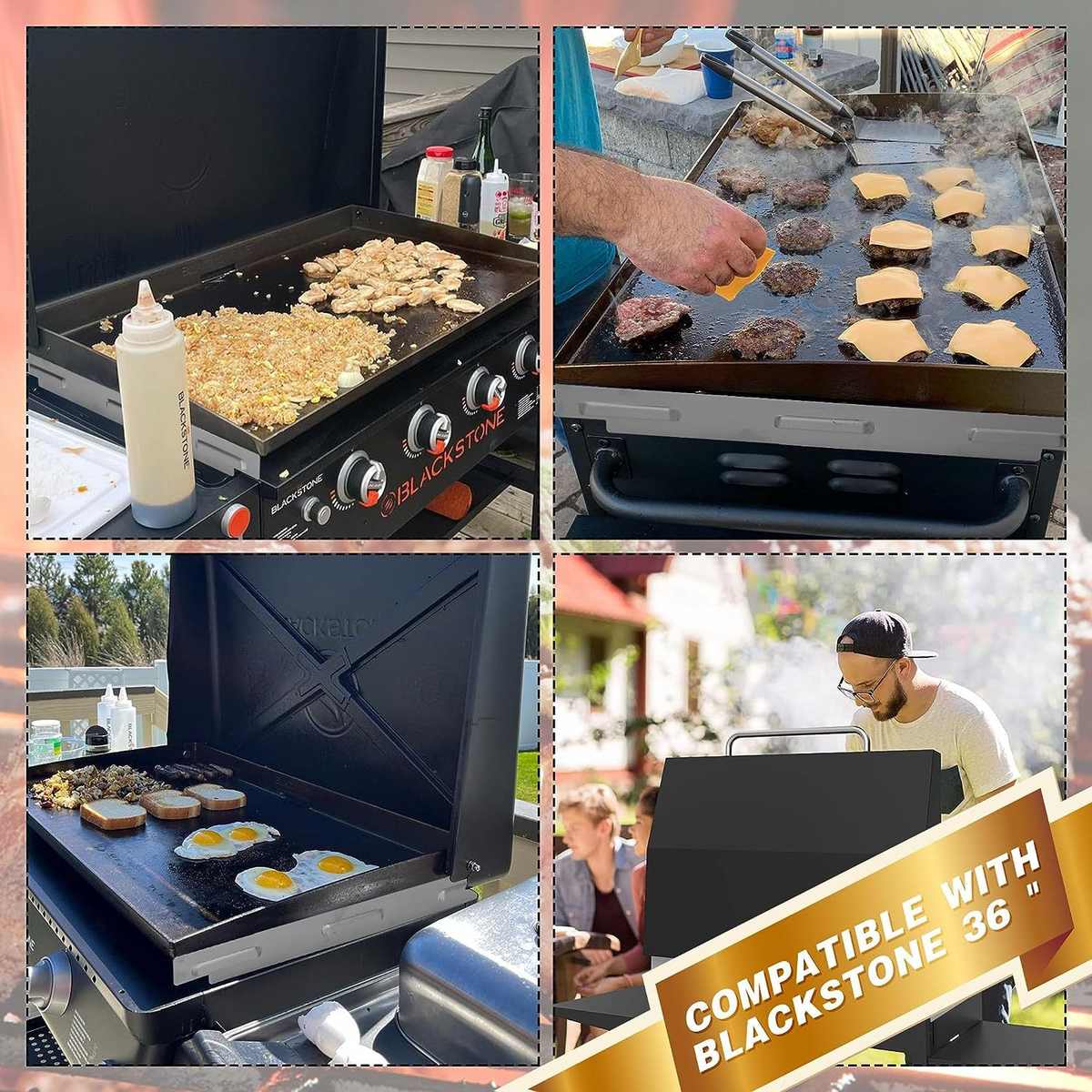 17 22 28 36英寸防风罩430不锈钢防风屏侧架烧烤架配件烧烤挡风板