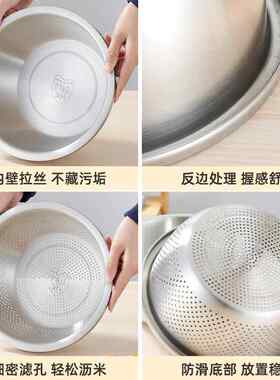 04不锈钢汤盆洗菜盆厨房和面调料缸淘米筛打蛋盆沥水篮沥水筛