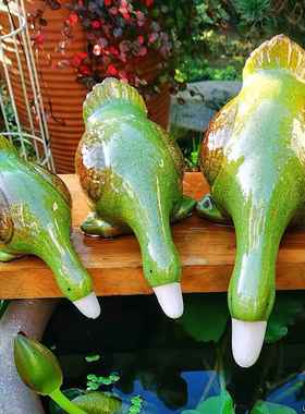 陶瓷喝水鸭子庭院假山石槽水池造景鱼缸室外鱼池现代简约装饰摆饰