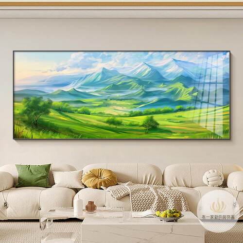 青山图客厅装饰画背有靠山沙发背景墙挂画西墙有山无水靠山图壁画