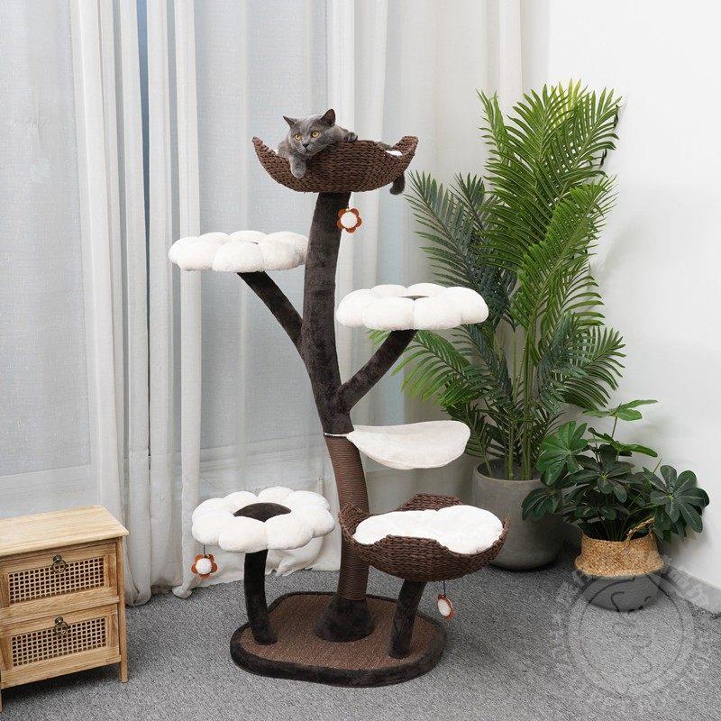 catry凯瑞新款猫架花朵猫爬架大型猫跳台猫窝一体剑麻磨爪猫抓柱