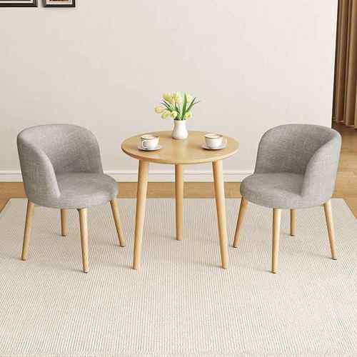 北欧轻奢茶几阳台餐桌休闲咖啡厅小桌子洽谈桌椅实木小圆桌接待桌