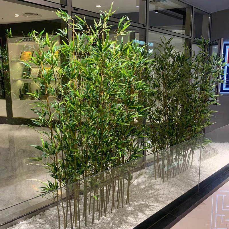 竹子仿真装饰隔断挡墙客厅展厅造景假竹子人造绿毛竹塑料庭院植物