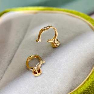 18K金万能吊坠空托精致万能扣diy配件珍珠AU750手工百搭简约百搭