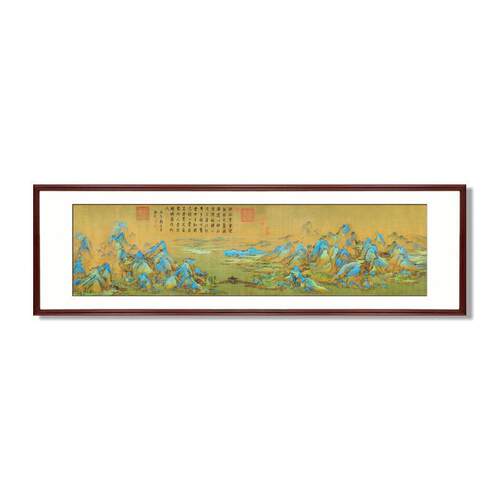 千里江山图装饰画新中式国画客厅背景实木壁画玄关办公室山水挂画