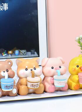 休闲吨吨吨摆件可爱动物公仔带香味树脂工艺办公桌面装饰汽车内饰