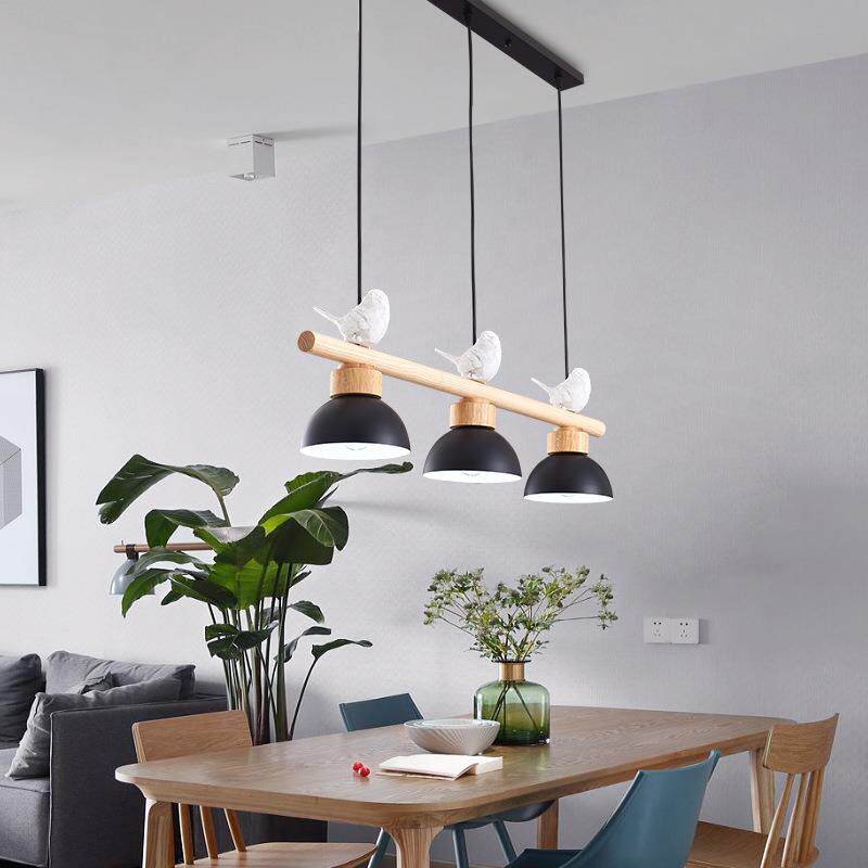 简约北欧个性小鸟餐厅吊灯 咖啡厅吧台LED三头吊灯 收银台灯具