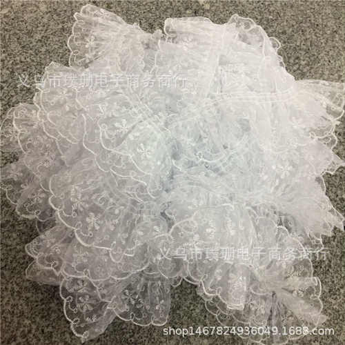 热卖7cm刺绣花边 diy褶皱花边 手捧花喜庆工艺品装饰 服装辅料
