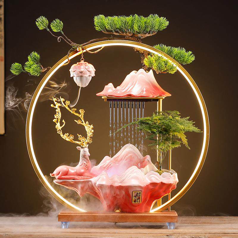 新款直销轻奢自循环流水摆件创意招财办公室桌面客厅美容院开业礼