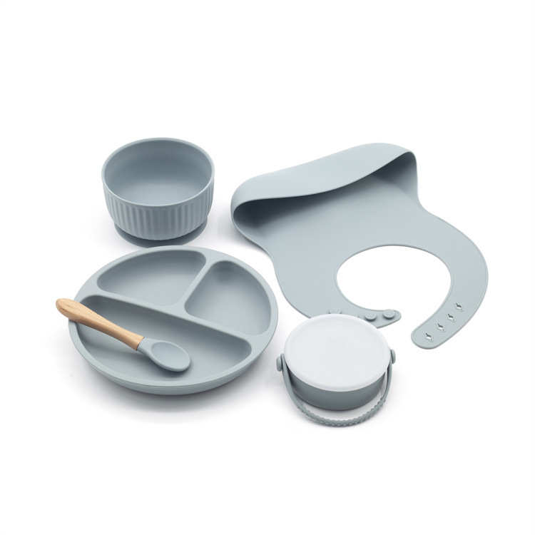 食品级高品质硅胶零食杯餐盘碗勺餐盘五件套儿童辅食餐具