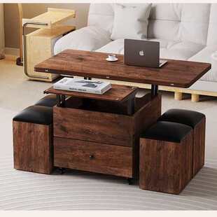 茶几餐桌两用一体式客厅简约家用可折叠移动小户型桌子升降多功能