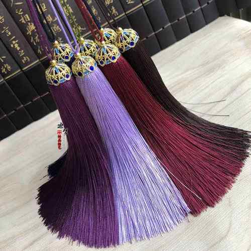 精致铜胎景泰蓝花帽中国结书签吊穗中国风耳环人造丝流苏穗子