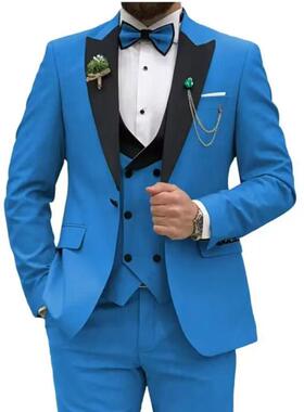 3pcs Men's Slim Fit Suit Set Double Breasted Vest Classic