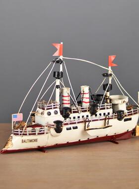 铁艺复古航海模型的巴尔摩手巡物洋舰金属工艺装饰223摆件礼全金