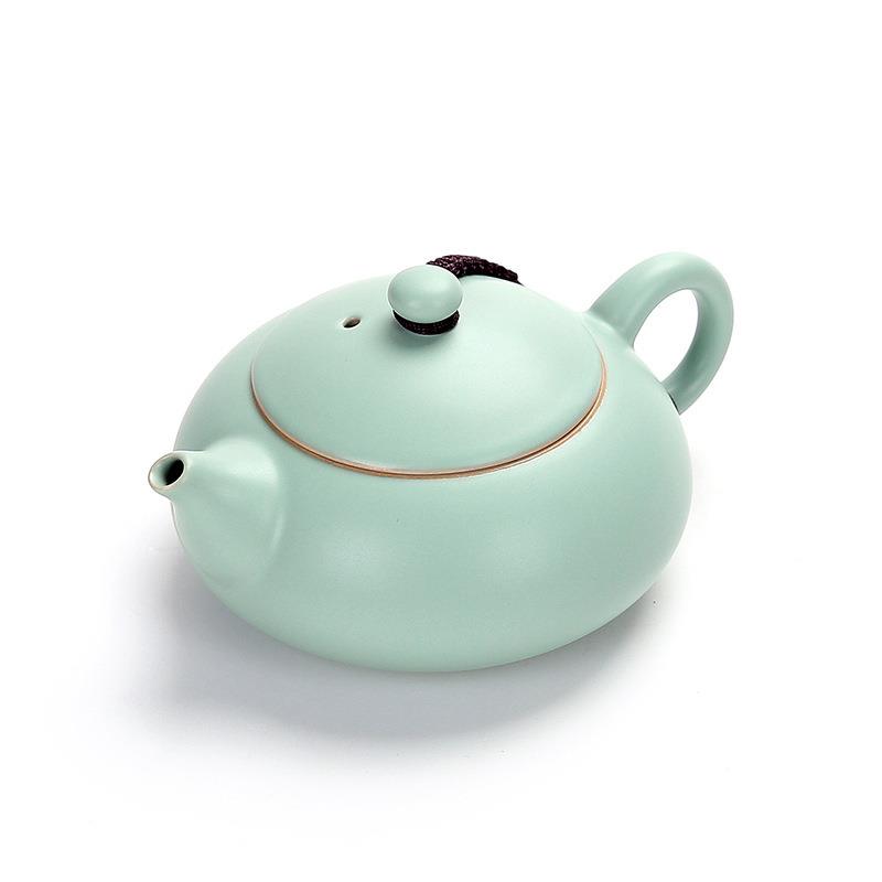 复古天青汝窑茶壶石瓢壶西施壶汝瓷开片茶具复古单壶泡茶壶手工壶