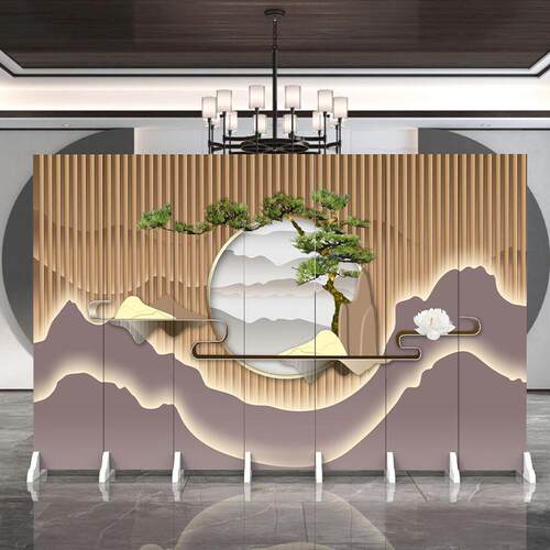 中式屏风隔断墙饭店包间移动折叠办公室会议室简易遮挡双面折屏障