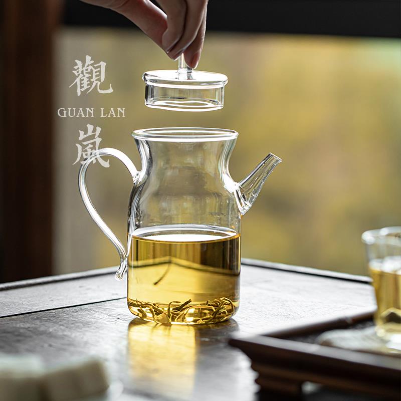 彷宋热玻耐璃带绿茶大号冷泡壶壶花茶壶LS-CH005自过滤网手执壶公