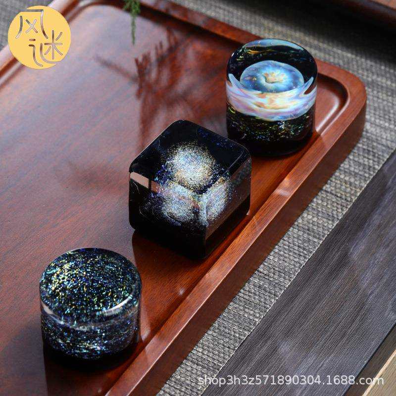 收藏手作风谜星空盖置花语盖托茶道配件圆形方形多款可选茶艺茶具