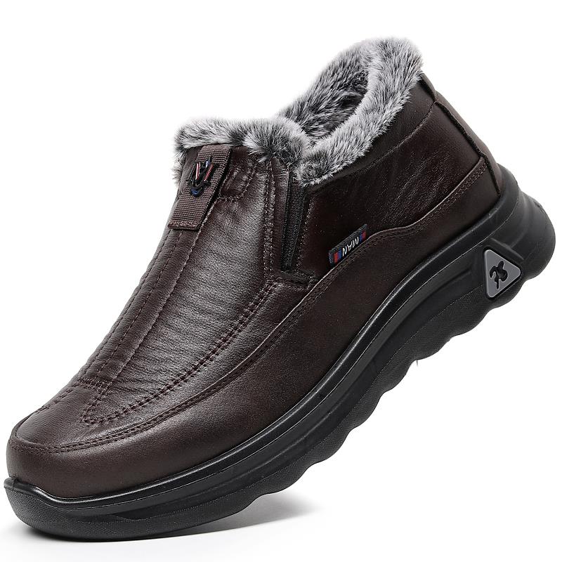 正品冬季暖老棉北京布鞋男鞋加绒加厚保中老年爸爸鞋防滑防人水老