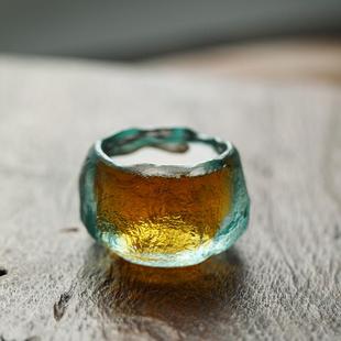 玻璃家用茶杯功夫茶具加厚主人杯 琉璃冰冻烧天青思雪品茗杯日式