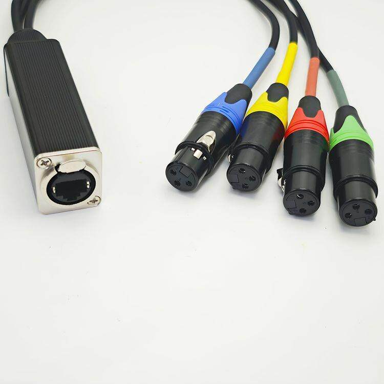 网络连音频MFE转换器网线接加长转换线卡侬公母转水晶头四路连接