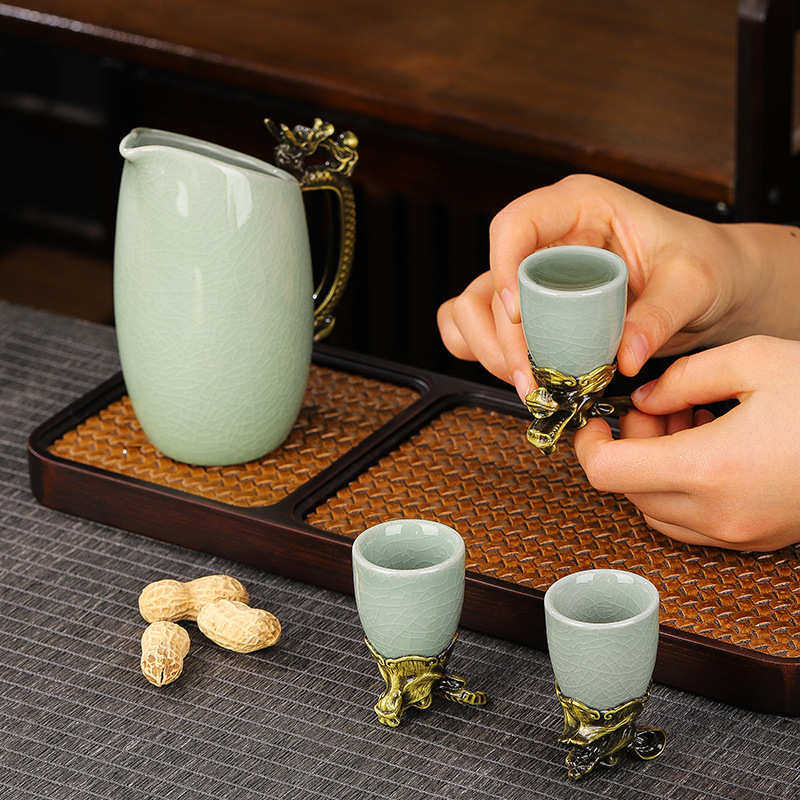 十二生肖三钱首白酒批发商务酒盏陶瓷酒杯送礼酒具兽仿古酒具套装