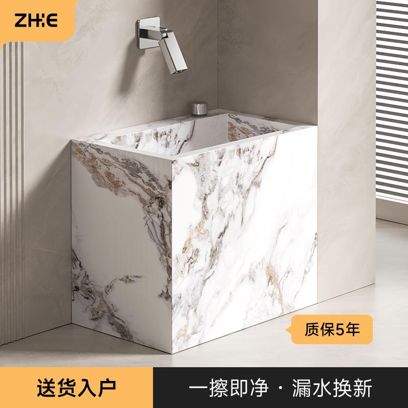 ZHKE高端岩板洗拖把池家用阳台卫生间拖布池地盆落地式户外墩布池