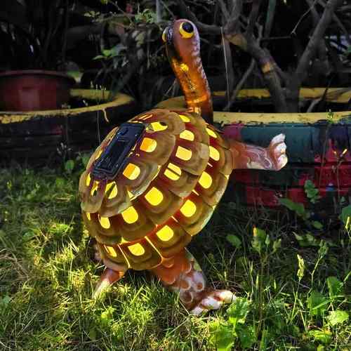 仿真乌龟动物摆件太阳能灯装饰假山造景装饰庭院花园景观落地摆件