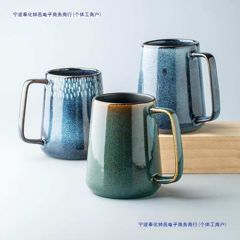 欧式大容量陶瓷水杯家用情侣马克杯大号北欧复古咖啡杯大肚杯子无