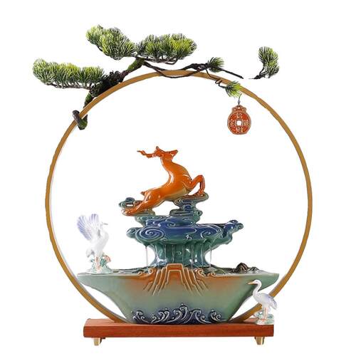 创意中式国潮风年年有余招财水循环摆件客厅玄关乔迁公司开业送礼
