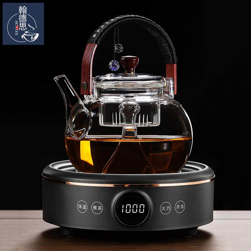 HCNTES煮茶壶玻璃家用客厅办公室中式耐高温蒸煮两用煮茶器黑晶炉