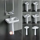 柱式 洗手盆小公寓浴室集成陶瓷迷你落地三角洗手盆柜阳台组合