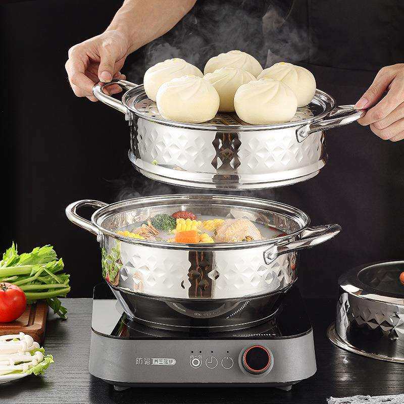 浮士德德比星钻双层蒸锅HG-1057加厚304不锈钢二层复底蒸锅