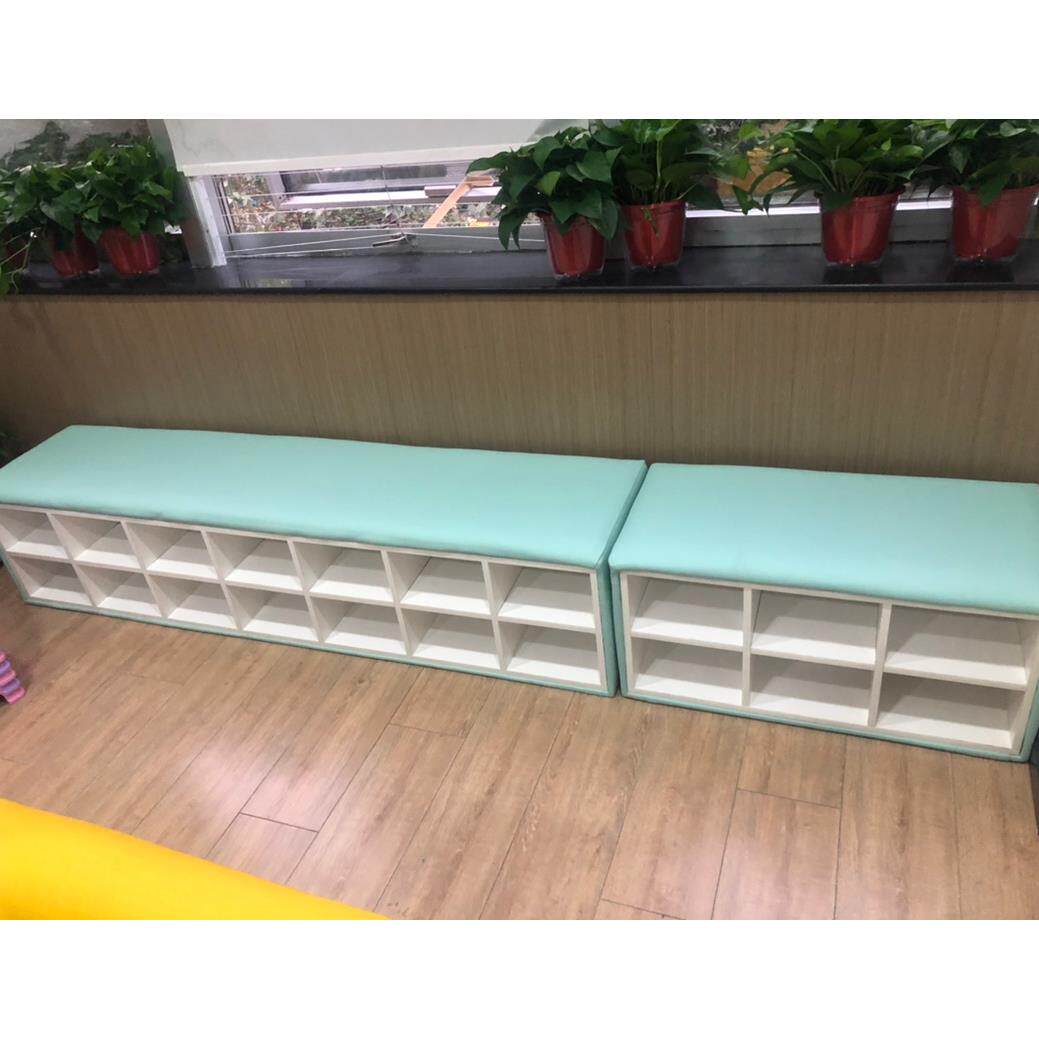 早教中心软包换鞋凳幼儿园储物可坐鞋柜长条沙发凳装鞋子放鞋柜子