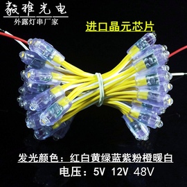 LED外露灯串招牌发光字6mm9mm12mm穿孔灯珠冲孔字防水灯珠5V12V