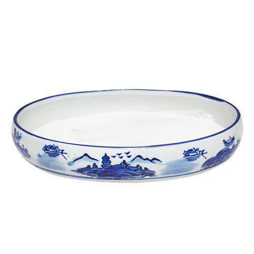 吸水石底壶假山盆景陶瓷水石壶水仙多肉壶椭圆形青花瓷花盆