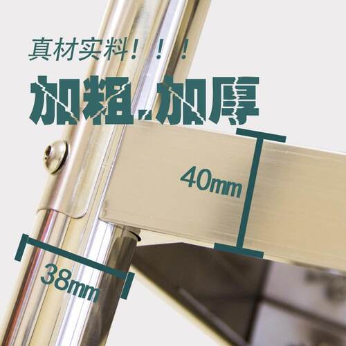 304加厚不锈钢三层厨房置物架微波炉烤箱落地储物架