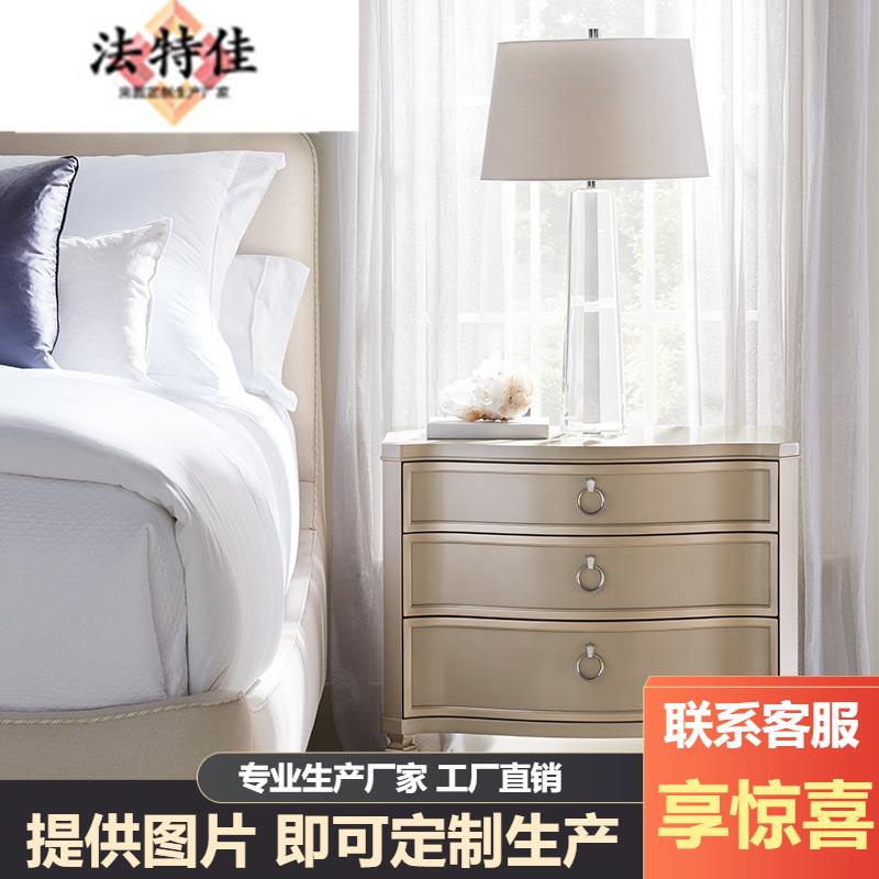 后现代纯手工雕刻床头柜美式描金工艺床头柜