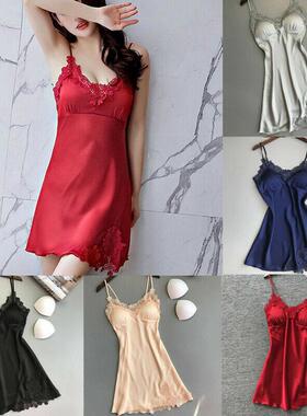 Silk Lace Lingerie Night Dress Ladies Nightgown Sleepwear