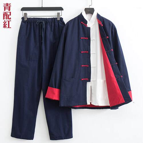 正品功夫装中式唐术装男套三件套汉服叶问小咏春李龙同装款太极服