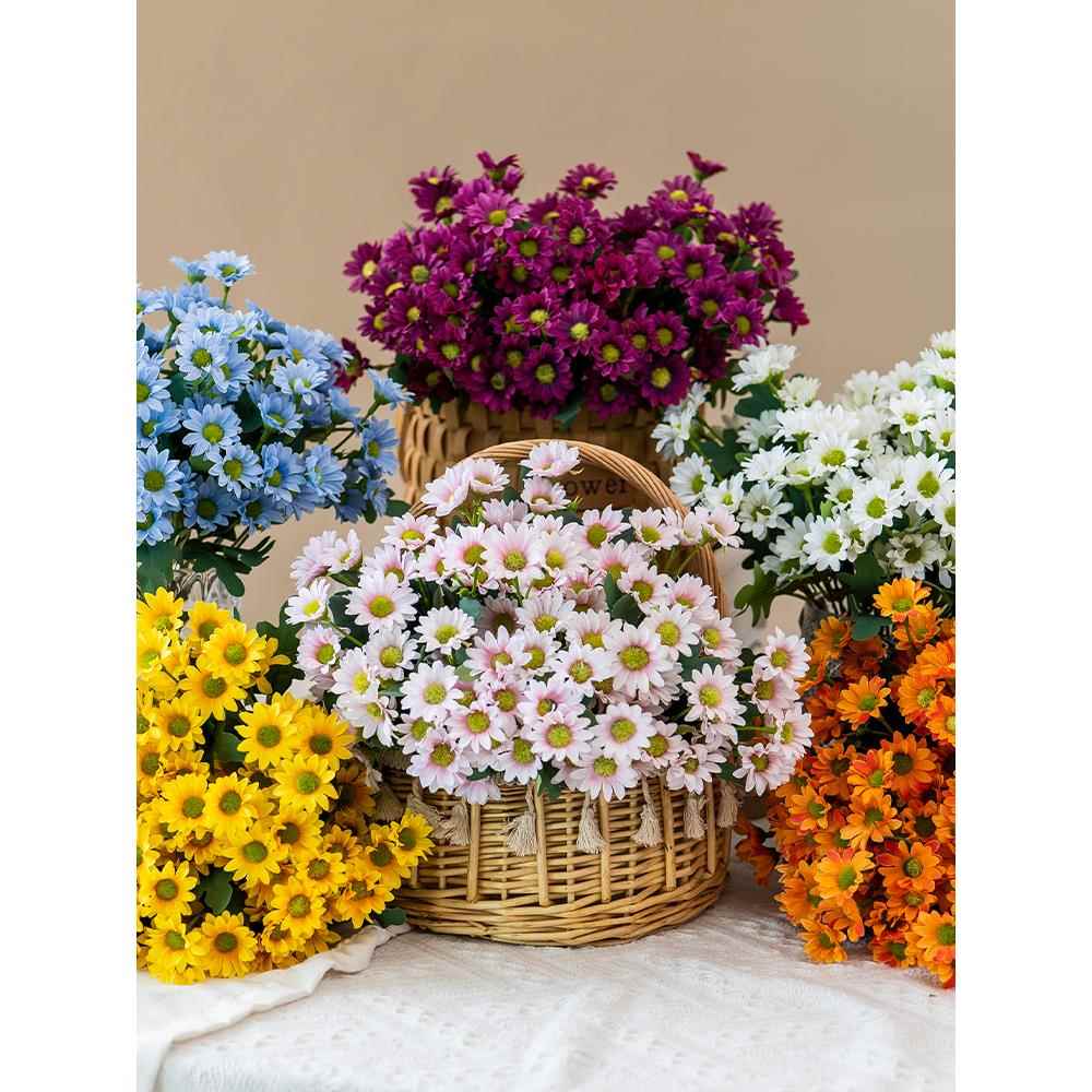 小雏菊仿真花洋甘菊花束拍摄道具野餐装饰绢花餐桌假花摆设插花