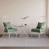 奶油网红户外阳台休闲藤椅室外单人庭院洽谈沙发桌椅三件套组合