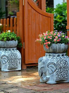 彷古大象人造石墩户外花槽花盆底座庭院花园布置入户门口装饰摆饰