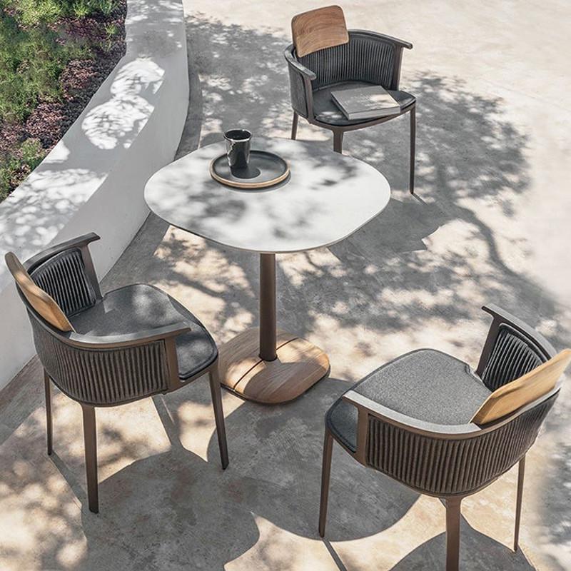 民宿户外椅子庭院露天防水防晒室外柚木桌椅岩板阳台茶桌椅组合
