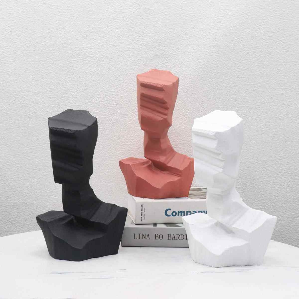 现代简约树脂抽象半身人物摆件书房客厅样板间售楼部时尚软装饰品