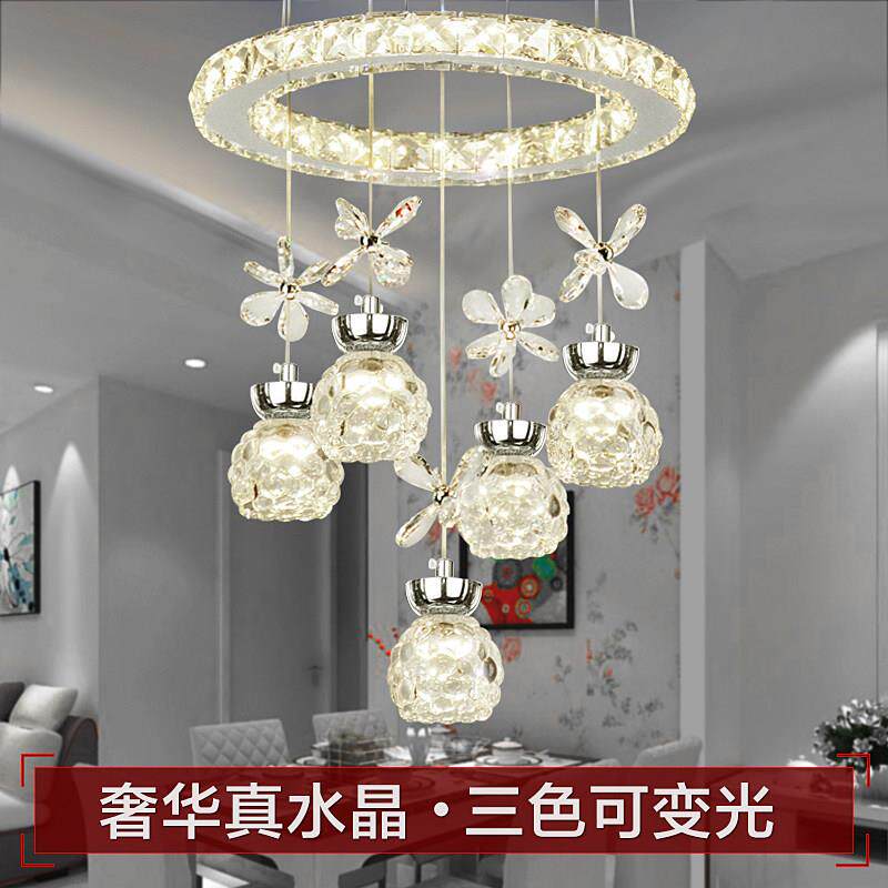 2025水晶灯新款饭厅吊灯简约现代餐桌灯led饭厅吊灯鱼线 线家用灯