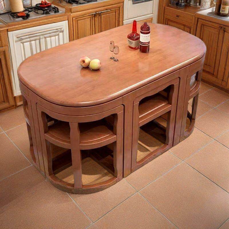 全实木餐桌椅组合简约现代家用小户型省空间1.3米可伸缩饭桌